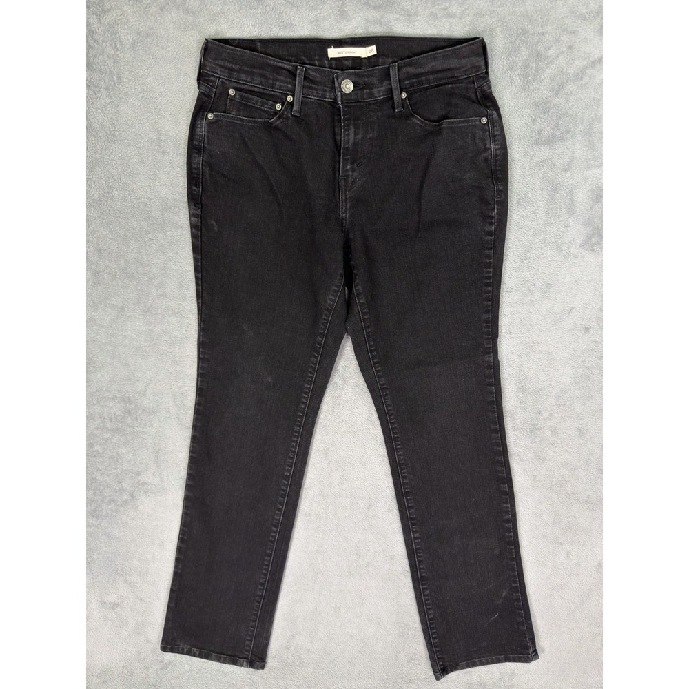 Levis 505 Jeans Womens 28 Black Dark Wash Denim‎ Straight Mid Rise Stretch